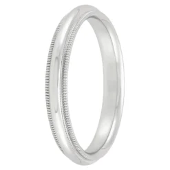 White Gold Polished Milgrain Edge Comfort Fit 3mm Band 18K