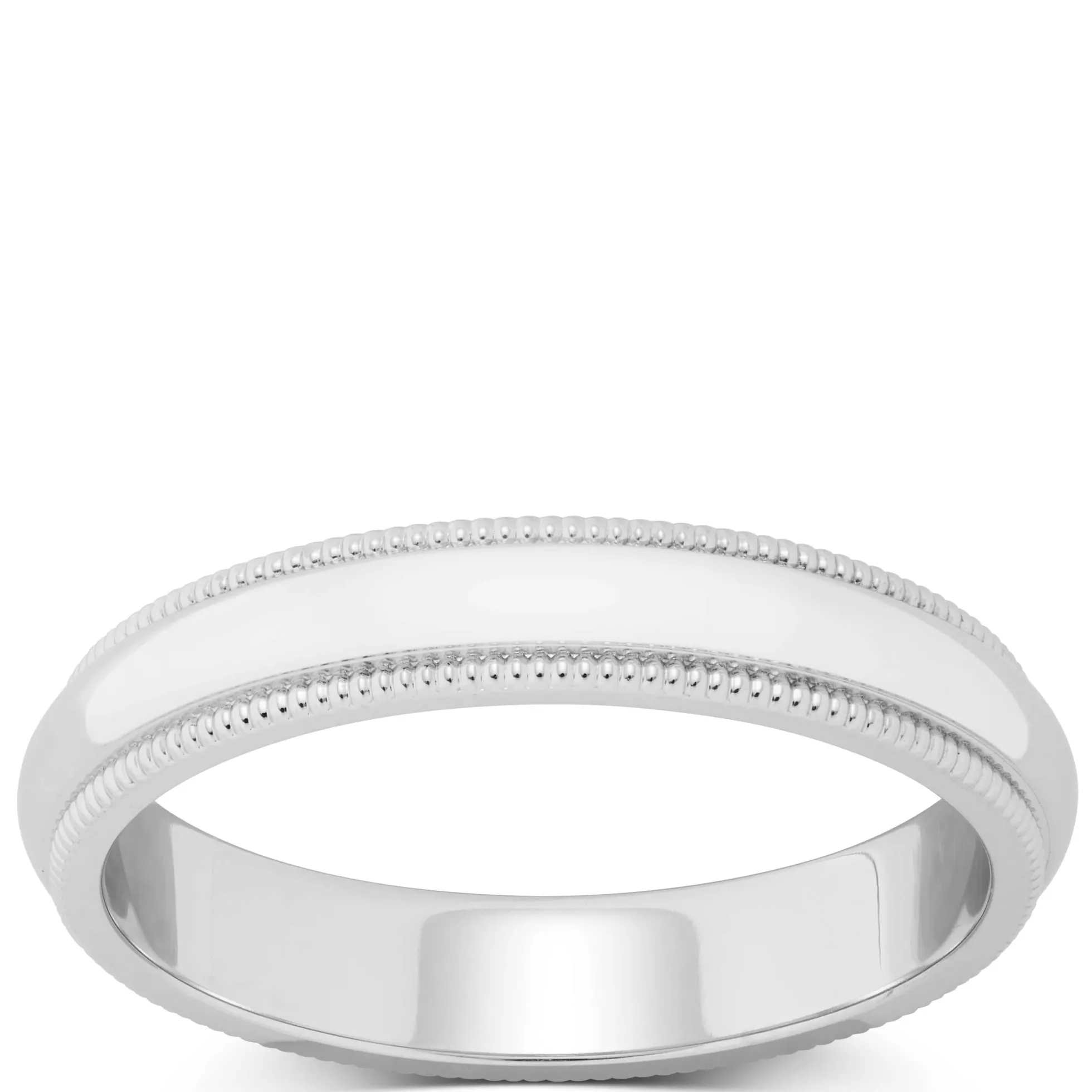 White Gold Polished Milgrain Edge Comfort Fit 3.5mm Band 14K