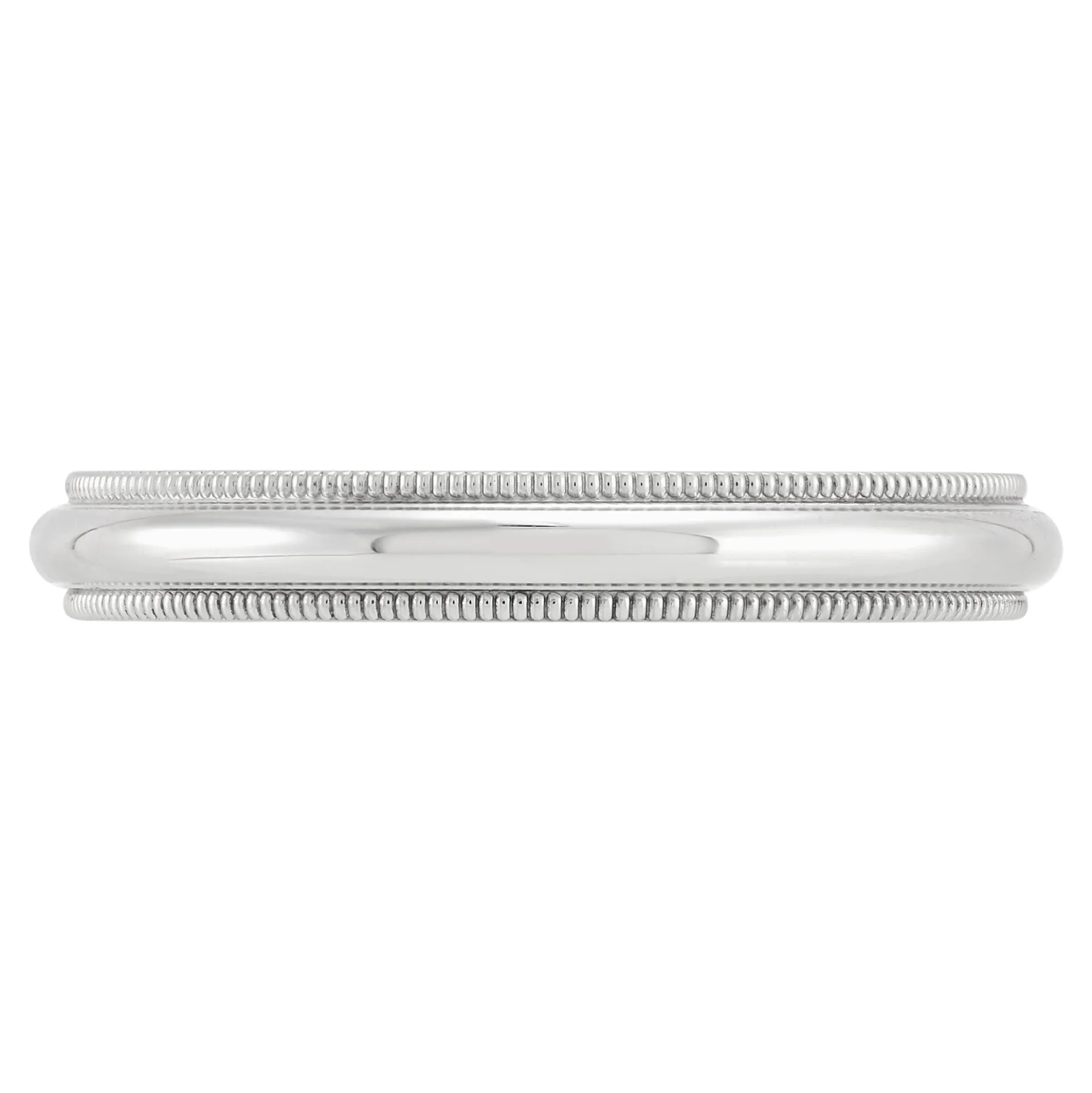 White Gold Polished Milgrain Edge Comfort Fit 3.5mm Band 18K