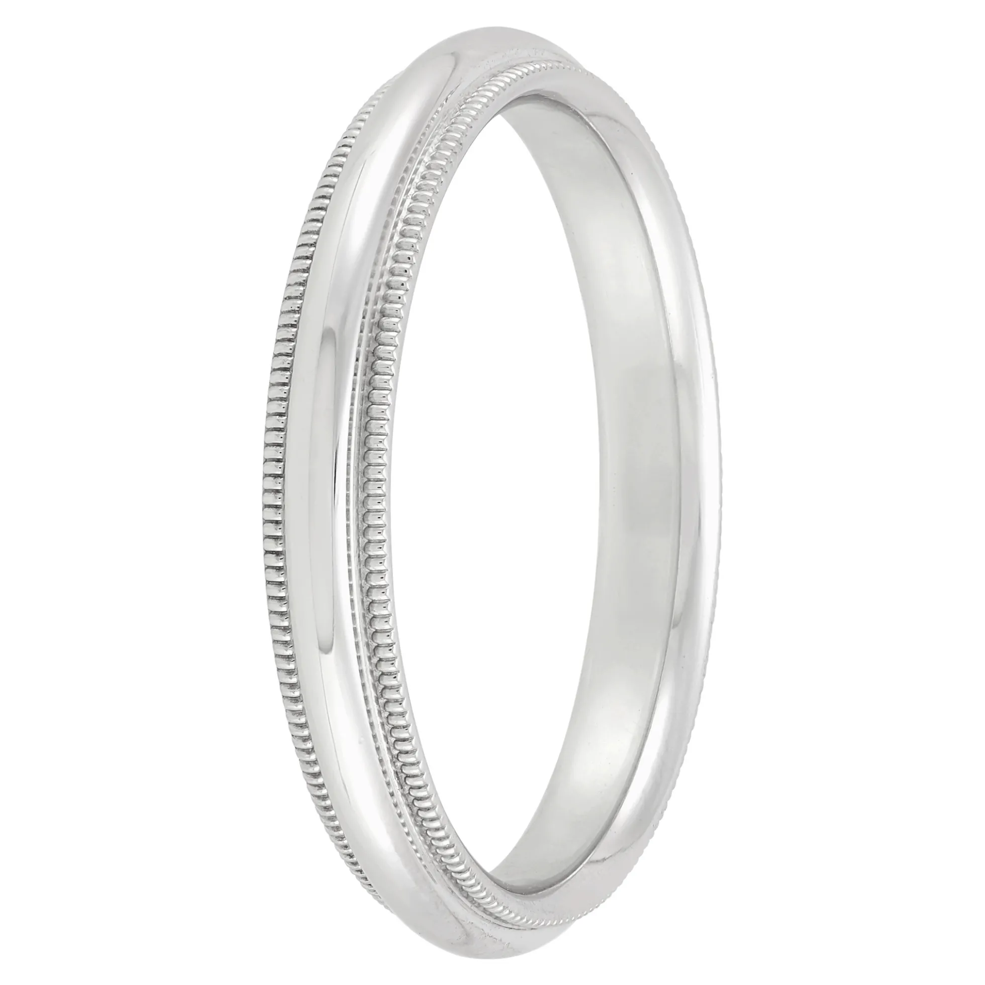 White Gold Polished Milgrain Edge Comfort Fit 3.5mm Band 18K