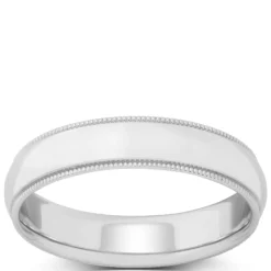 White Gold Polished Milgrain Edge Comfort Fit 5mm Band 14K