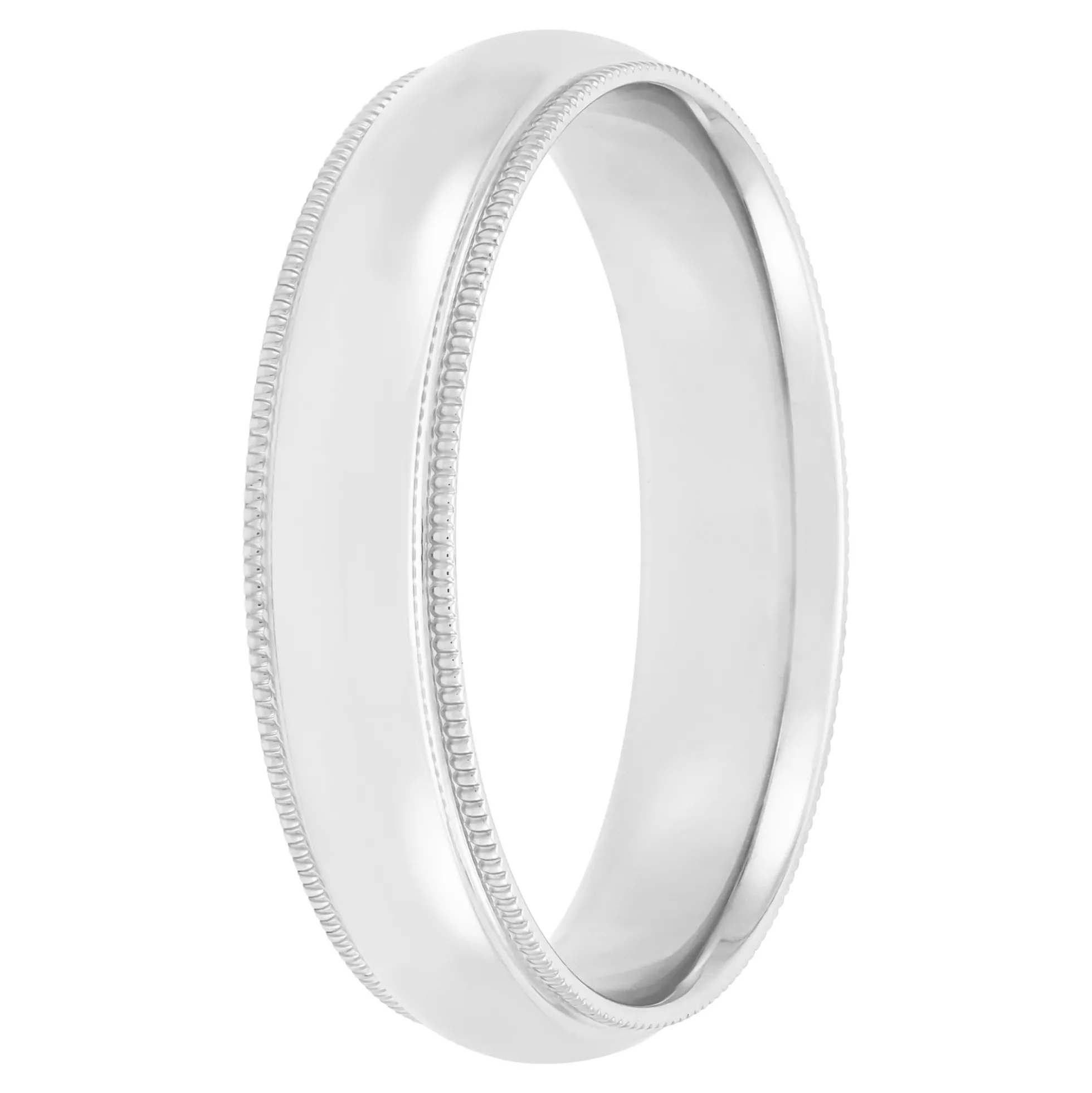 White Gold Polished Milgrain Edge Comfort Fit 5mm Band 18K