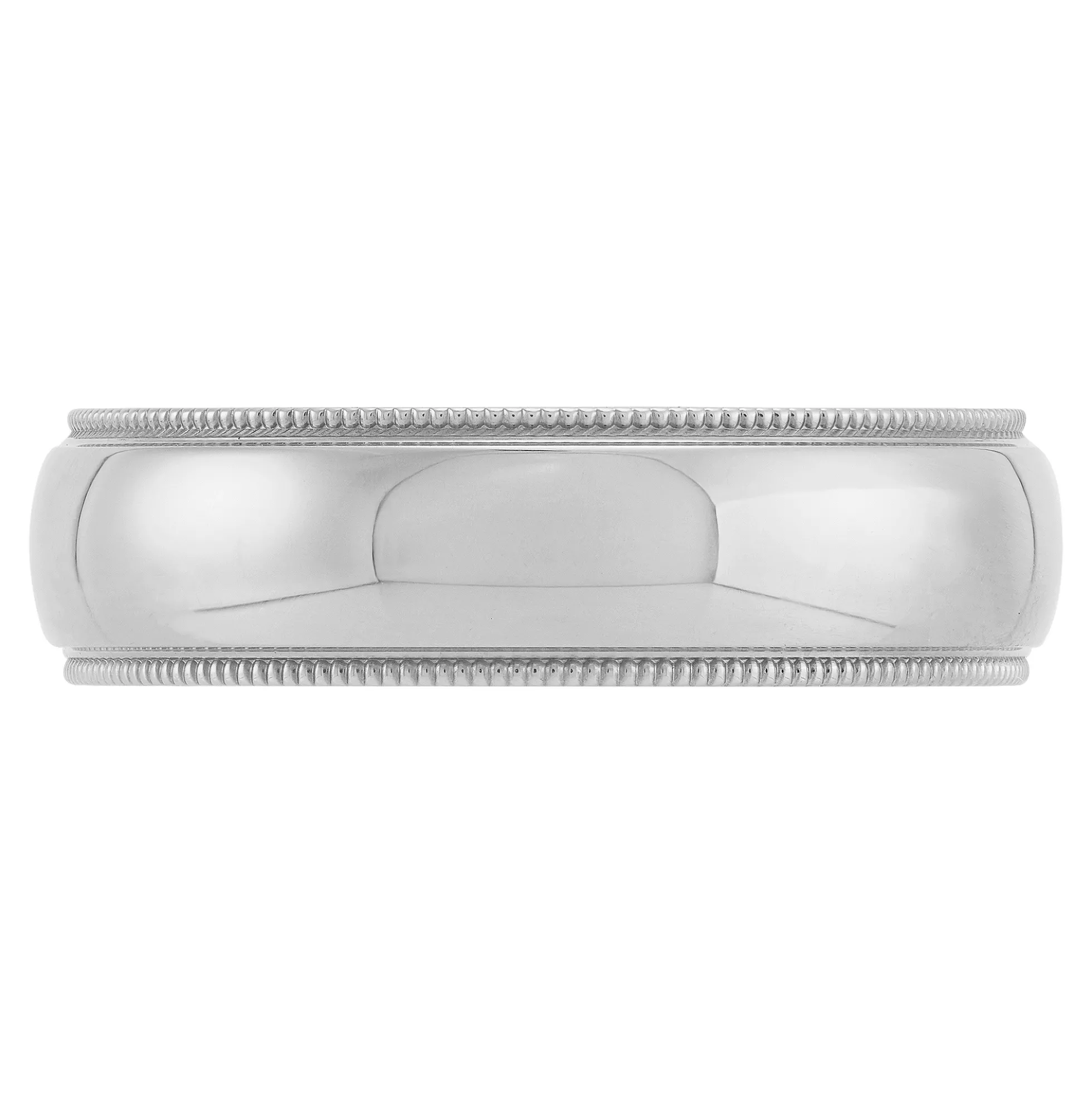 White Gold Polished Milgrain Edge Comfort Fit 6mm Band 14K