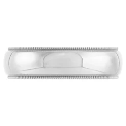 White Gold Polished Milgrain Edge Comfort Fit 6mm Band 18K