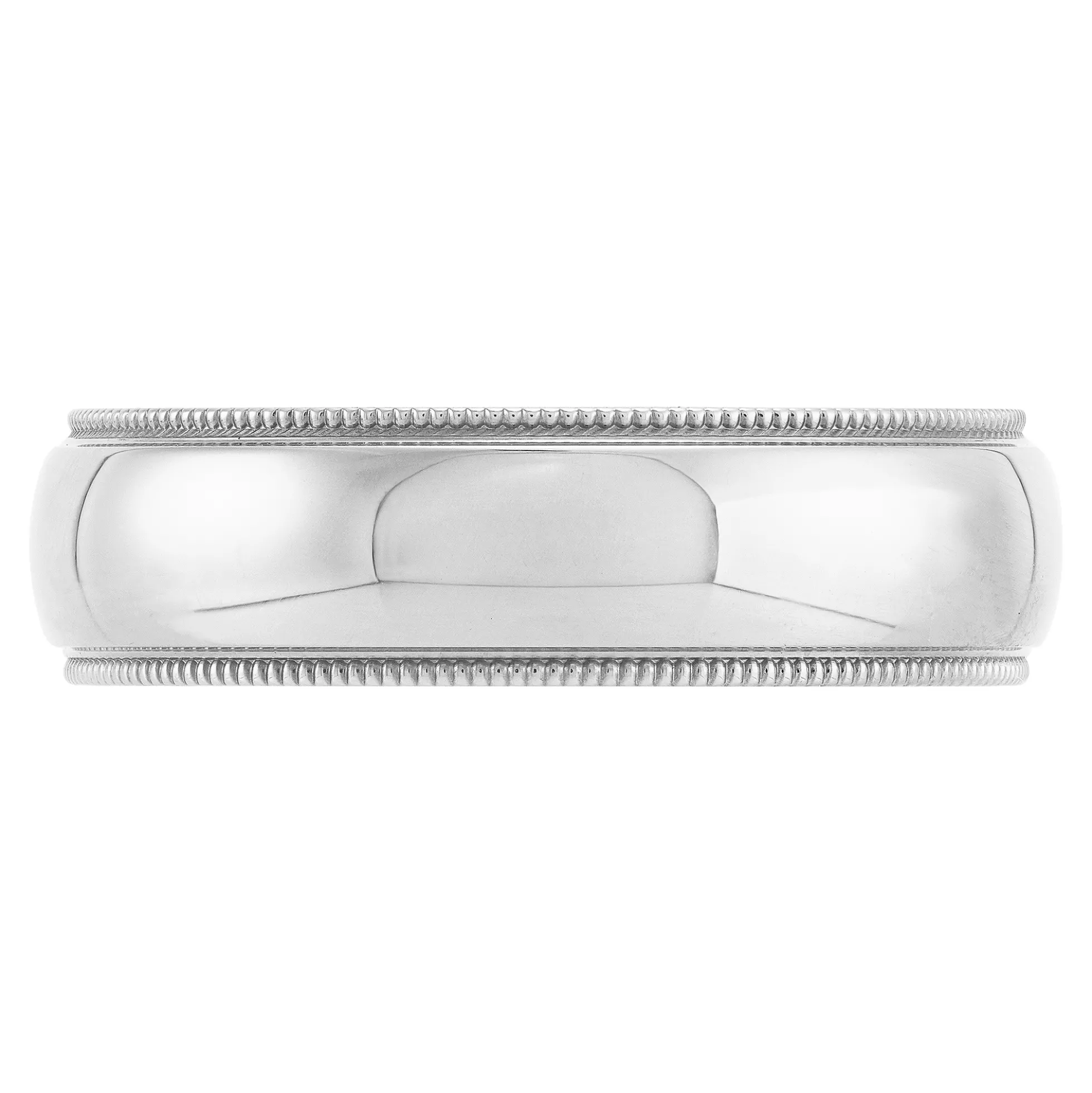 White Gold Polished Milgrain Edge Comfort Fit 6mm Band 18K