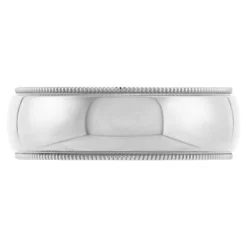 White Gold Polished Milgrain Edge Comfort Fit 7mm Band 18K