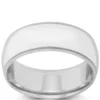 White Gold Polished Milgrain Edge Comfort Fit 8mm Band 14K