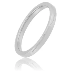 White Gold Polished Pipe Comfort Fit 2mm Band 14K