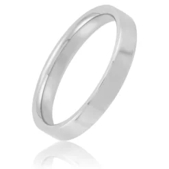 White Gold Polished Pipe Comfort Fit 3mm Band 18K