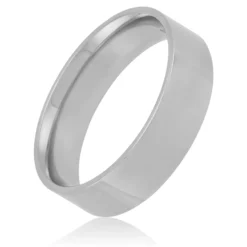 White Gold Polished Pipe Comfort Fit 6mm Band 14K