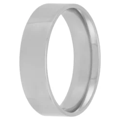 White Gold Polished Pipe Comfort Fit 6mm Band 18K