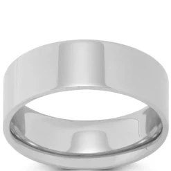 White Gold Polished Pipe Comfort Fit 7mm Band 14K