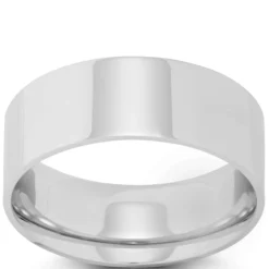 White Gold Polished Pipe Comfort Fit 8mm Band 14K