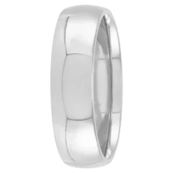 White Gold Polished Rounded Comfort Fit 6mm Band 14K