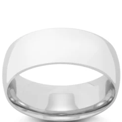 White Gold Polished Rounded Comfort Fit 8mm Band 14K