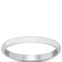 White Gold Polished Rounded 2mm Band 14K