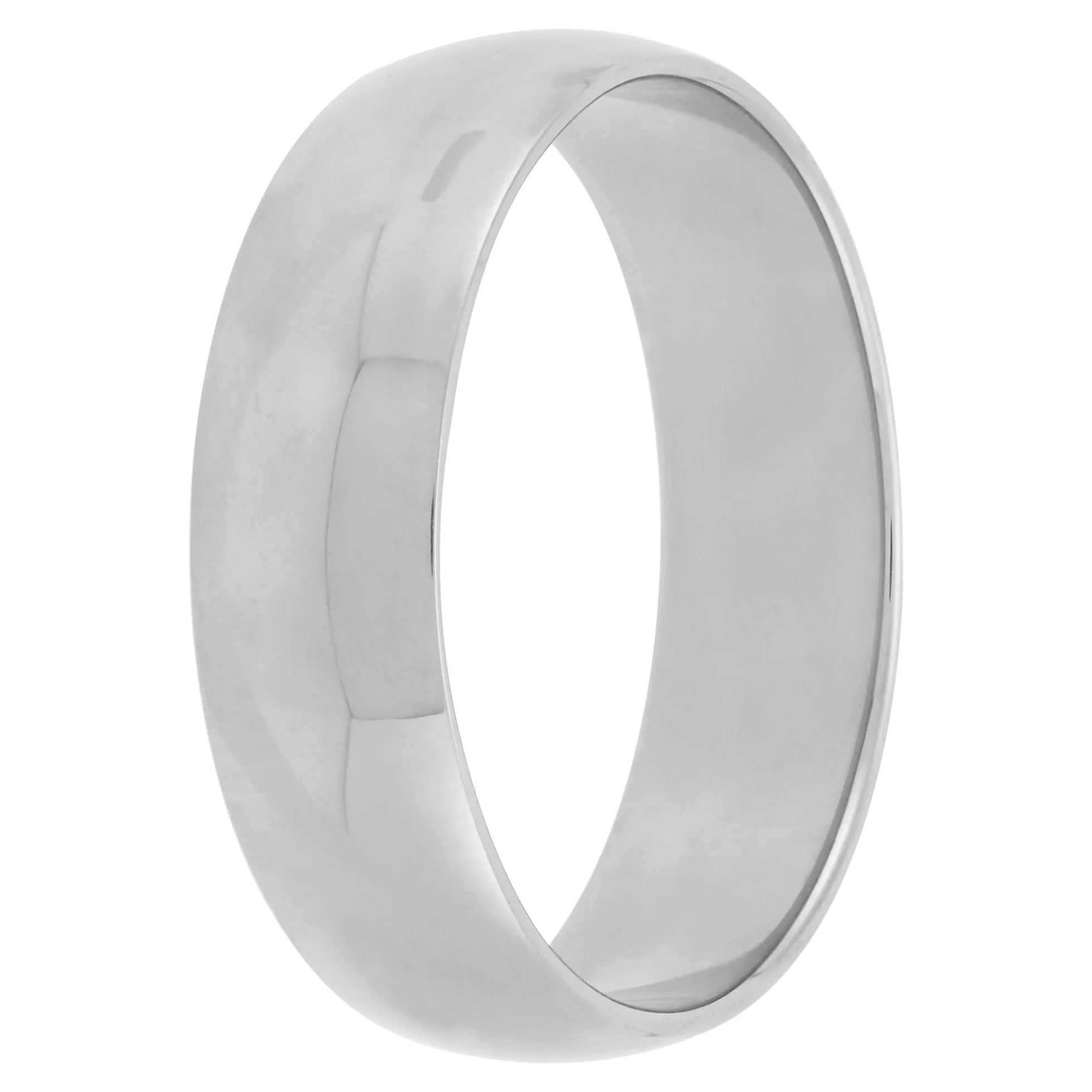 White Gold Polished Rounded 6mm Band 14K