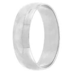 White Gold Polished Rounded 6mm Band 18K