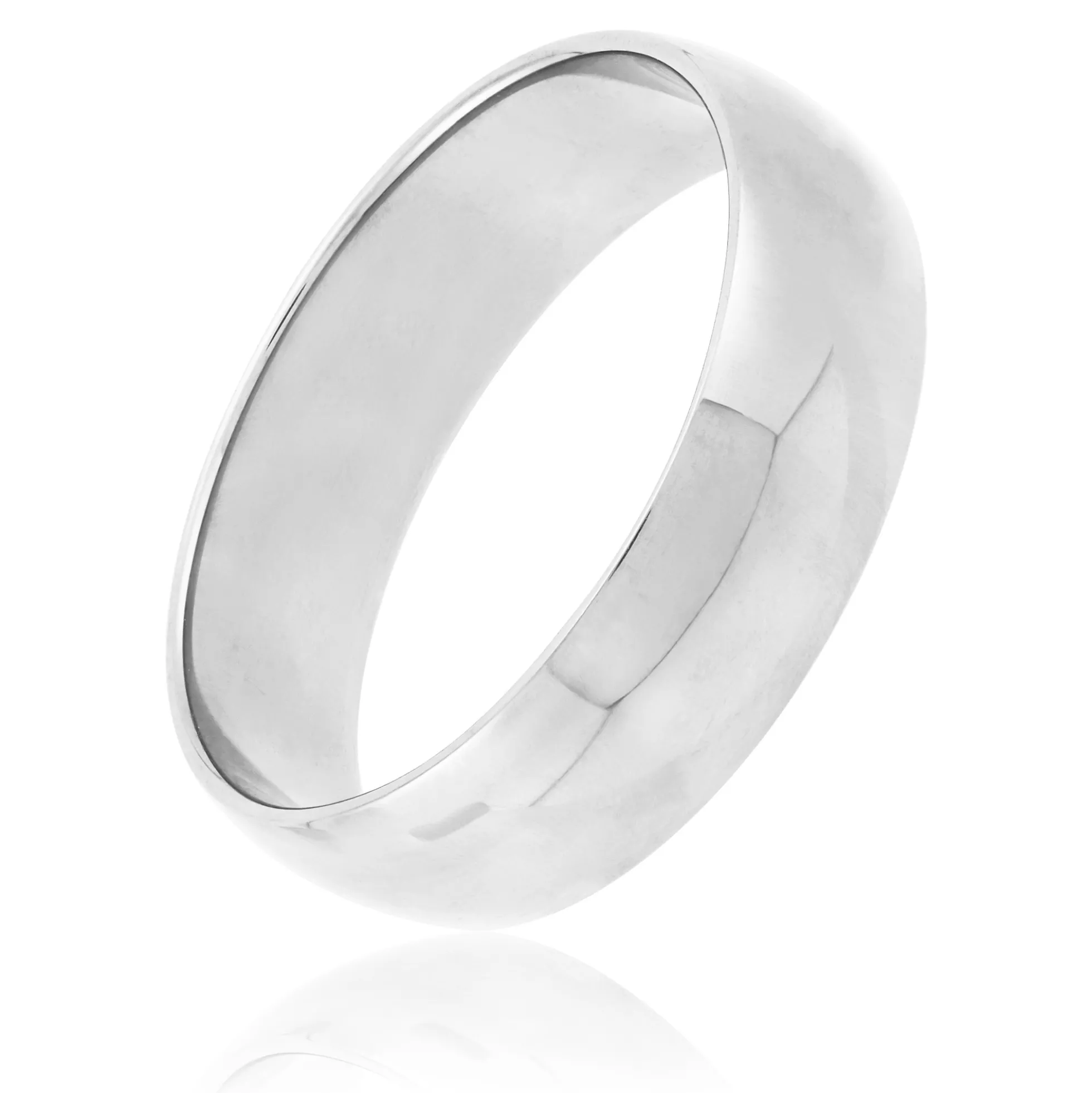 White Gold Polished Rounded 6mm Band 18K