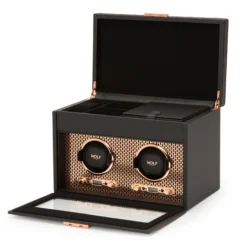 WOLF Axis Double Watch Winder With Storage