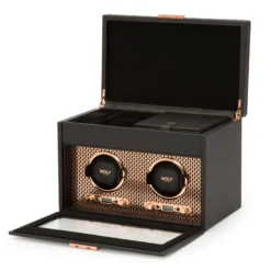 WOLF Axis Double Watch Winder With Storage
