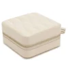 WOLF Caroline Beige Leather Zip Travel Case