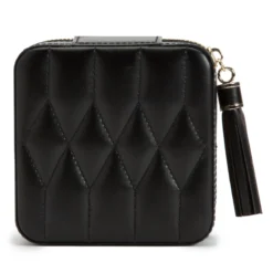 WOLF Caroline Black Leather Zip Travel Case
