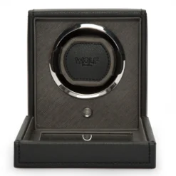 WOLF Cub Single Watch Winder With Cover, Black