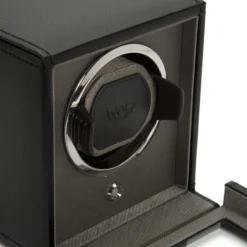 WOLF Cub Single Watch Winder With Cover, Black