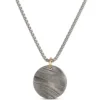 Wood Grain Medallion Necklace, Damascus Steel