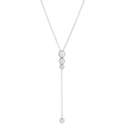 Y-Drop Diamond Pendant Necklace, 14K White Gold