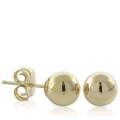Yellow Gold Ball Earrings 14K, 6mm
