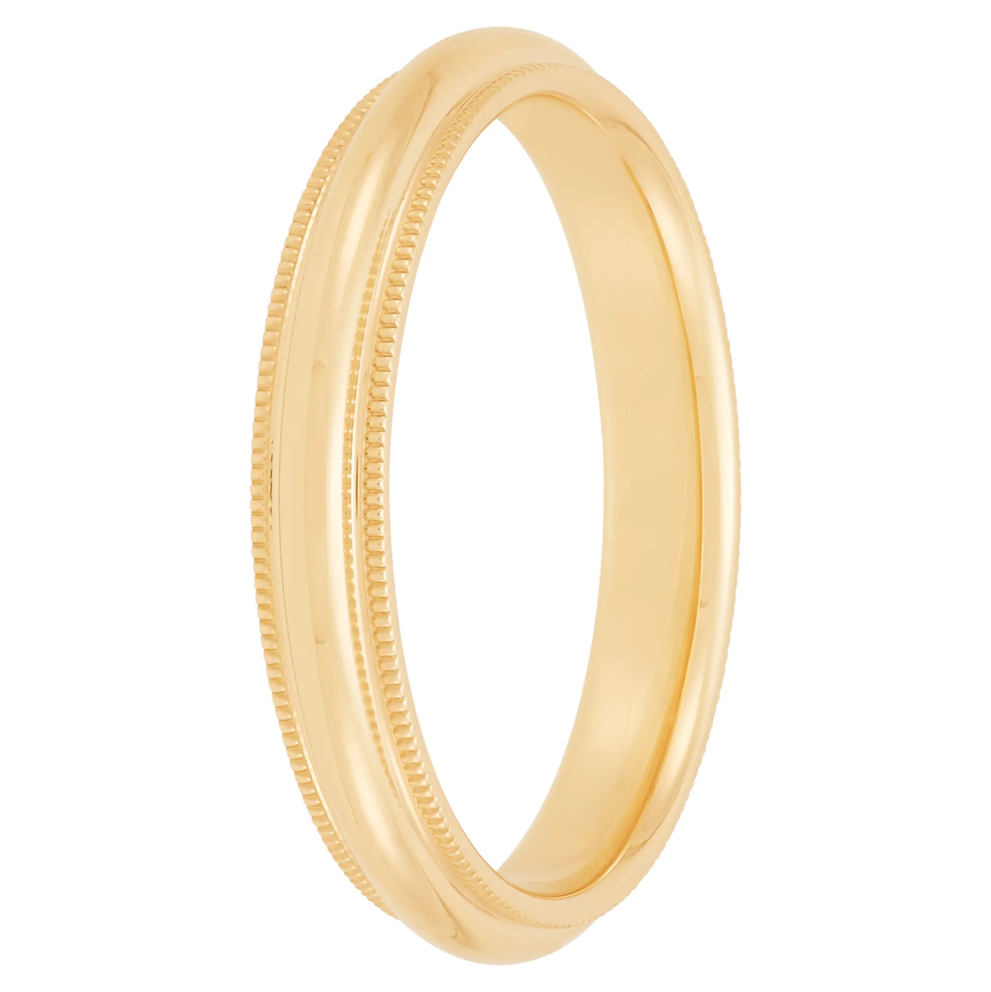 Yellow Gold Polished Milgrain Edge Comfort Fit 3.5mm Band 14K