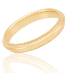 Yellow Gold Polished Milgrain Edge Comfort Fit 3.5mm Band 18K