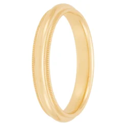 Yellow Gold Polished Milgrain Edge Comfort Fit 3.5mm Band 18K