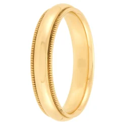 Yellow Gold Polished Milgrain Edge Comfort Fit 4mm Band 18K