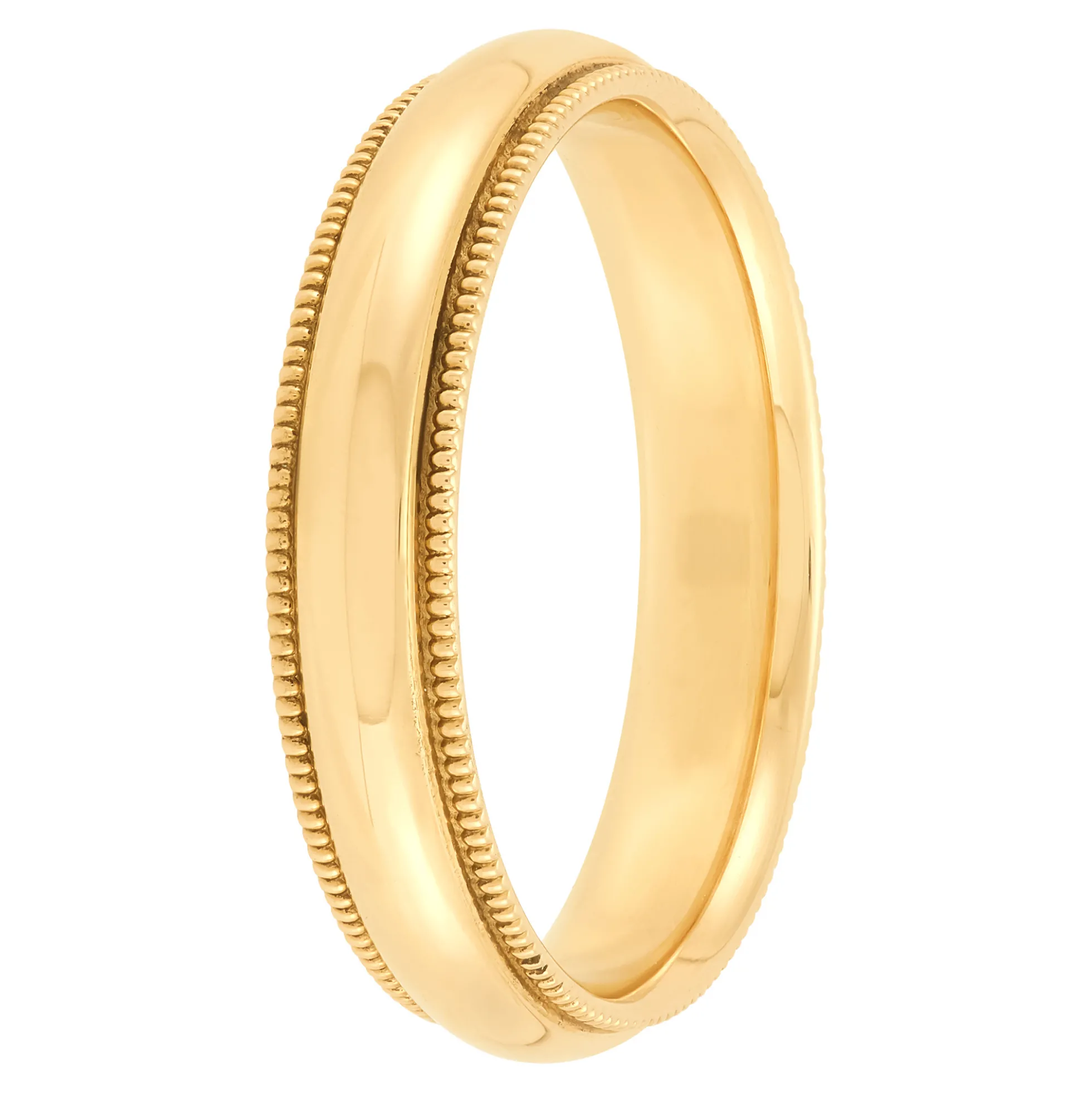 Yellow Gold Polished Milgrain Edge Comfort Fit 4mm Band 18K