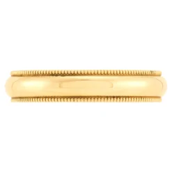 Yellow Gold Polished Milgrain Edge Comfort Fit 4mm Band 18K