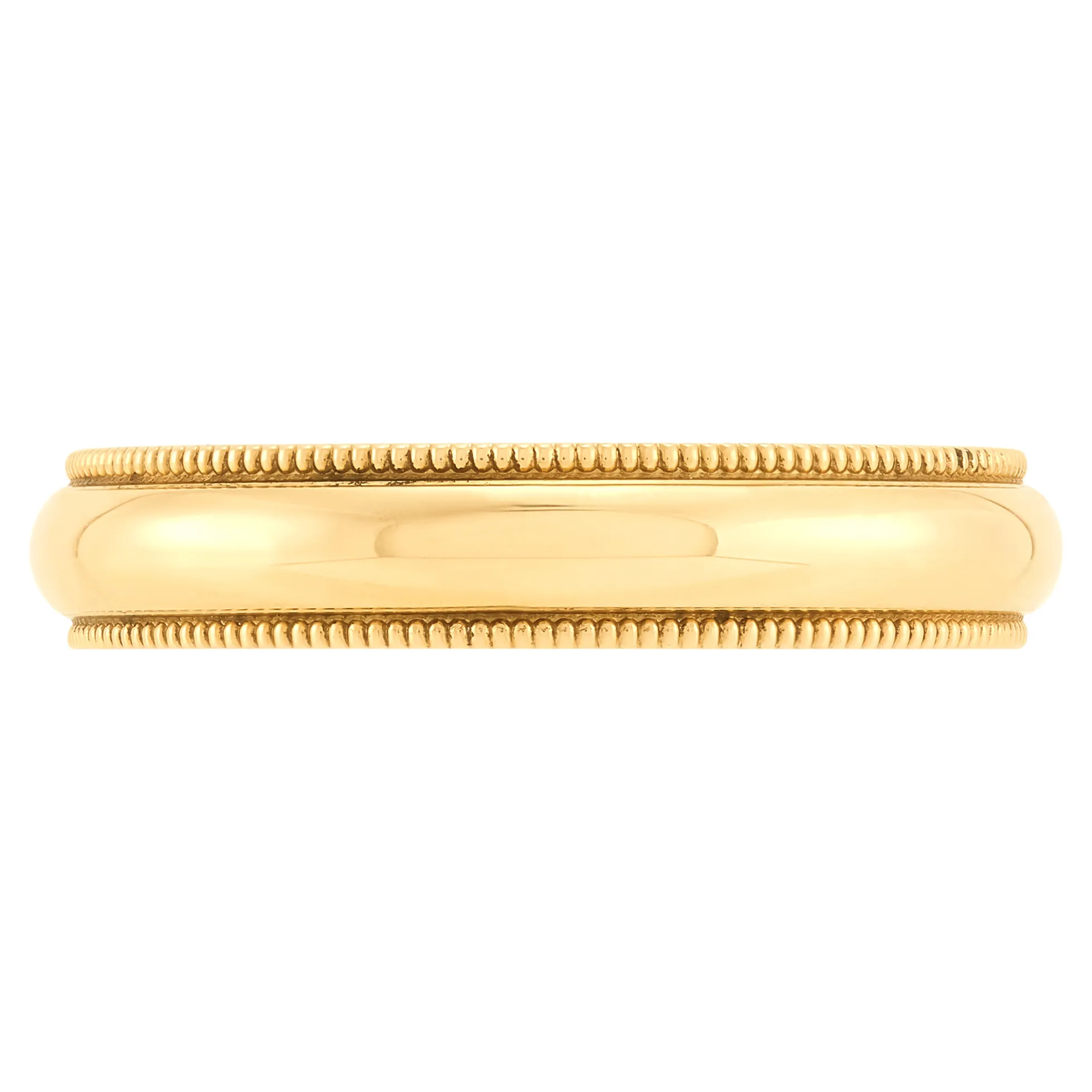 Yellow Gold Polished Milgrain Edge Comfort Fit 4mm Band 18K