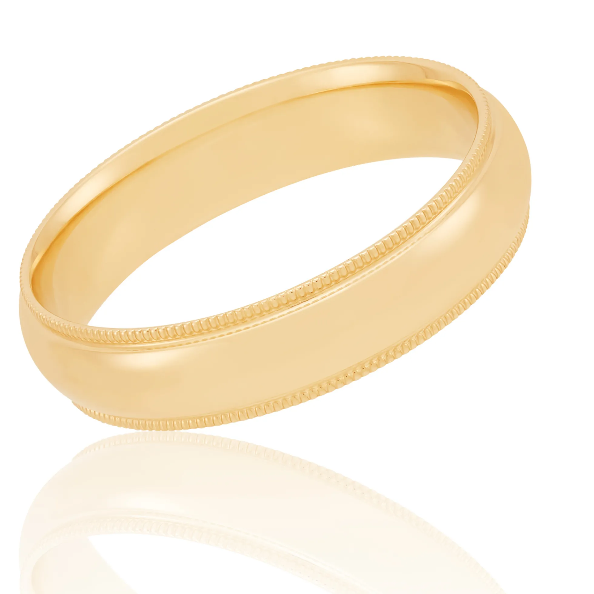 Yellow Gold Polished Milgrain Edge Comfort Fit 5mm Band 14K