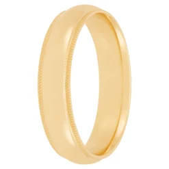 Yellow Gold Polished Milgrain Edge Comfort Fit 5mm Band 14K