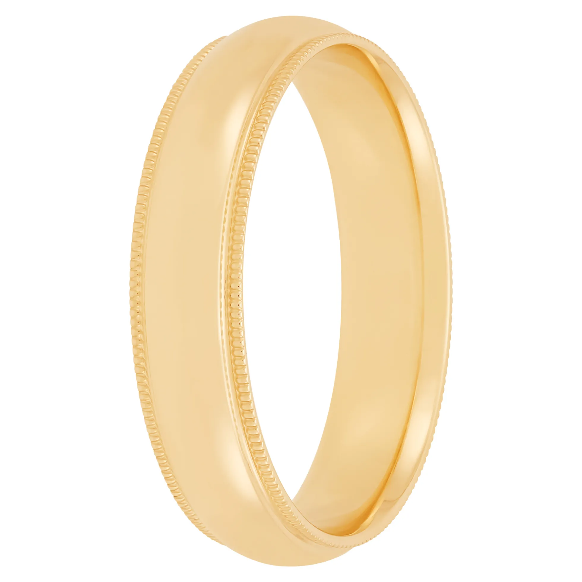 Yellow Gold Polished Milgrain Edge Comfort Fit 5mm Band 14K