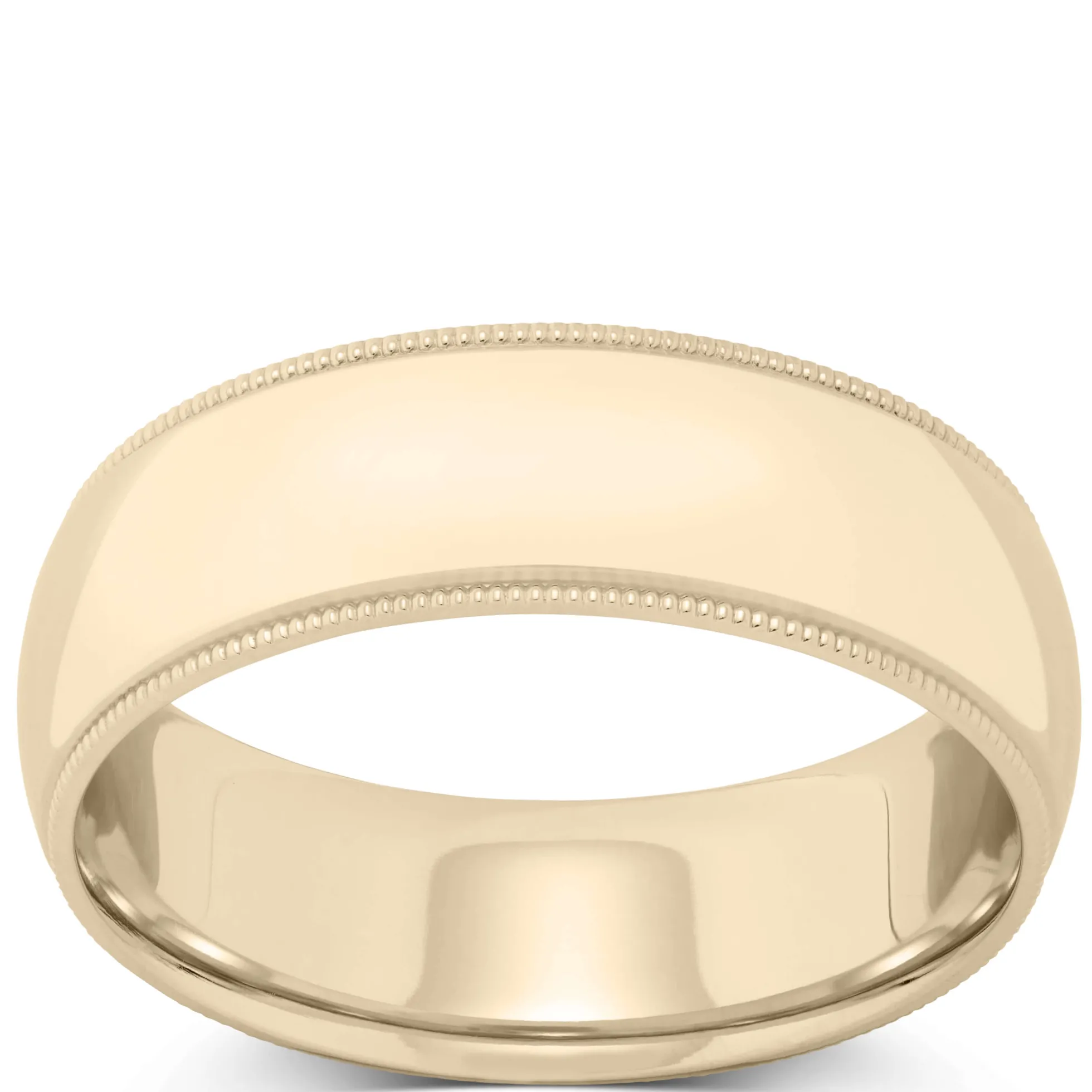 Yellow Gold Polished Milgrain Edge Comfort Fit 7mm Band 14K