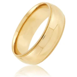 Yellow Gold Polished Milgrain Edge Comfort Fit 7mm Band 18K