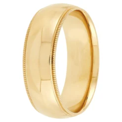 Yellow Gold Polished Milgrain Edge Comfort Fit 7mm Band 18K