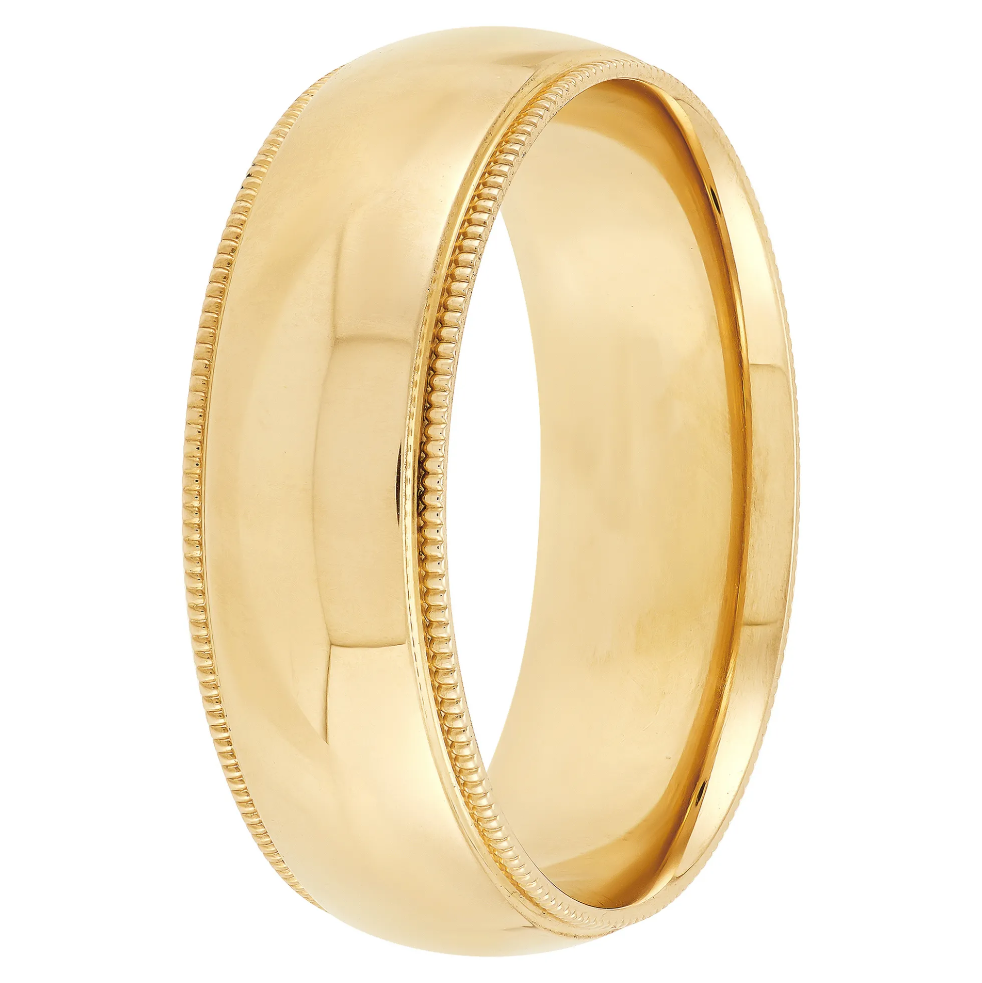 Yellow Gold Polished Milgrain Edge Comfort Fit 7mm Band 18K