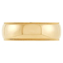Yellow Gold Polished Milgrain Edge Comfort Fit 7mm Band 18K