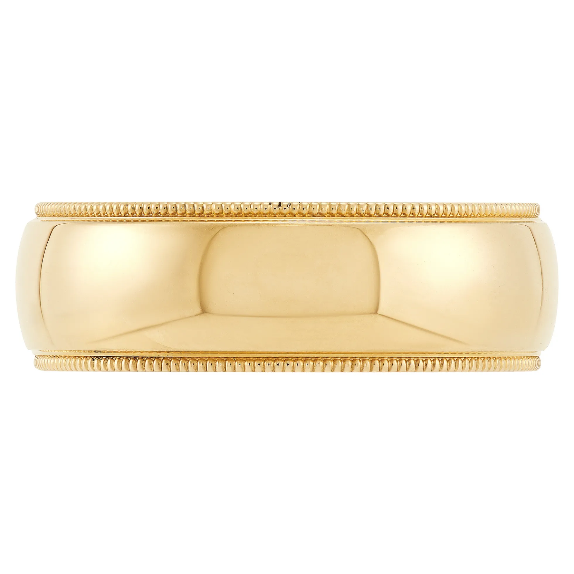 Yellow Gold Polished Milgrain Edge Comfort Fit 7mm Band 18K