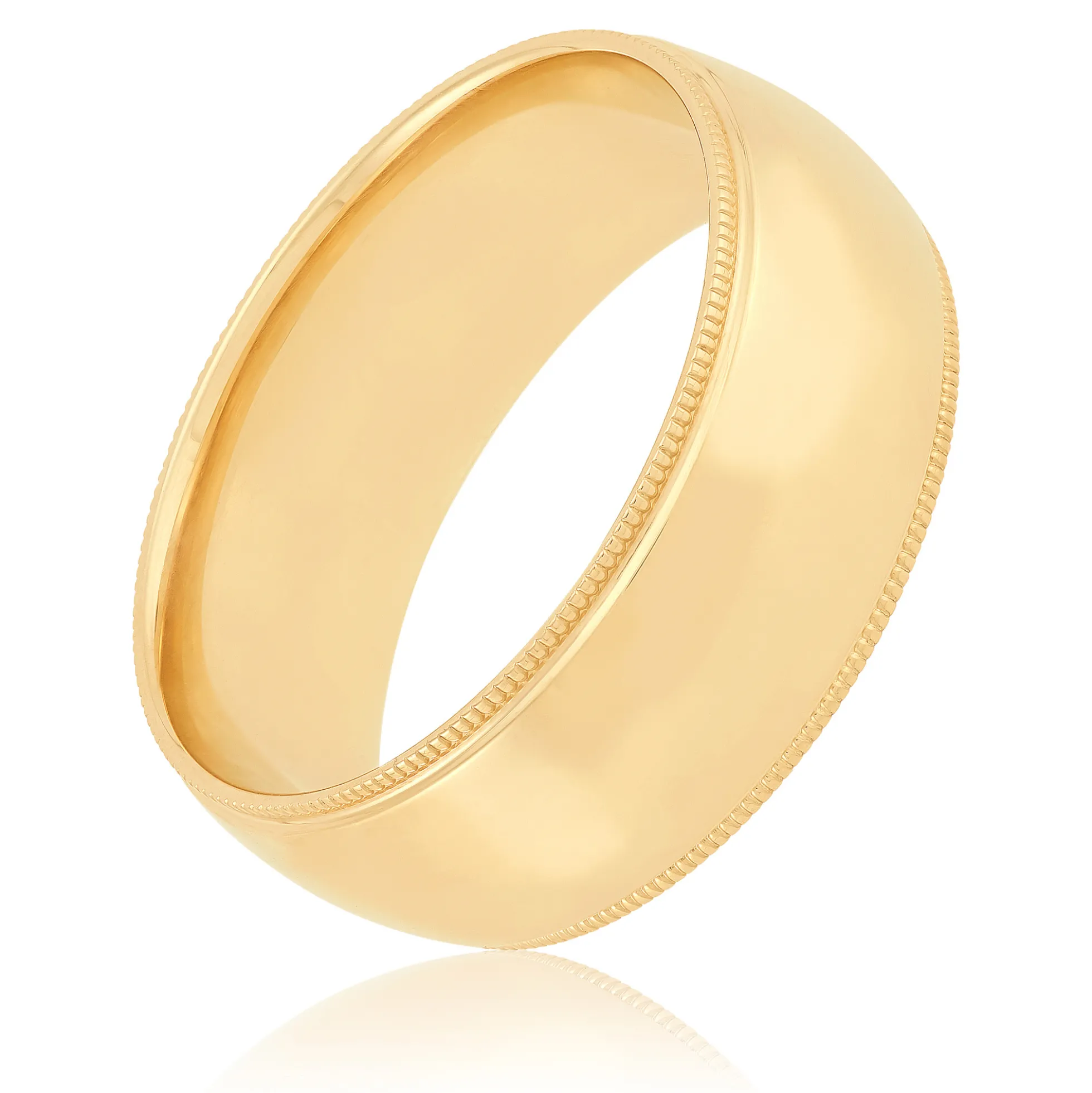 Yellow Gold Polished Milgrain Edge Comfort Fit 8mm Band 18K