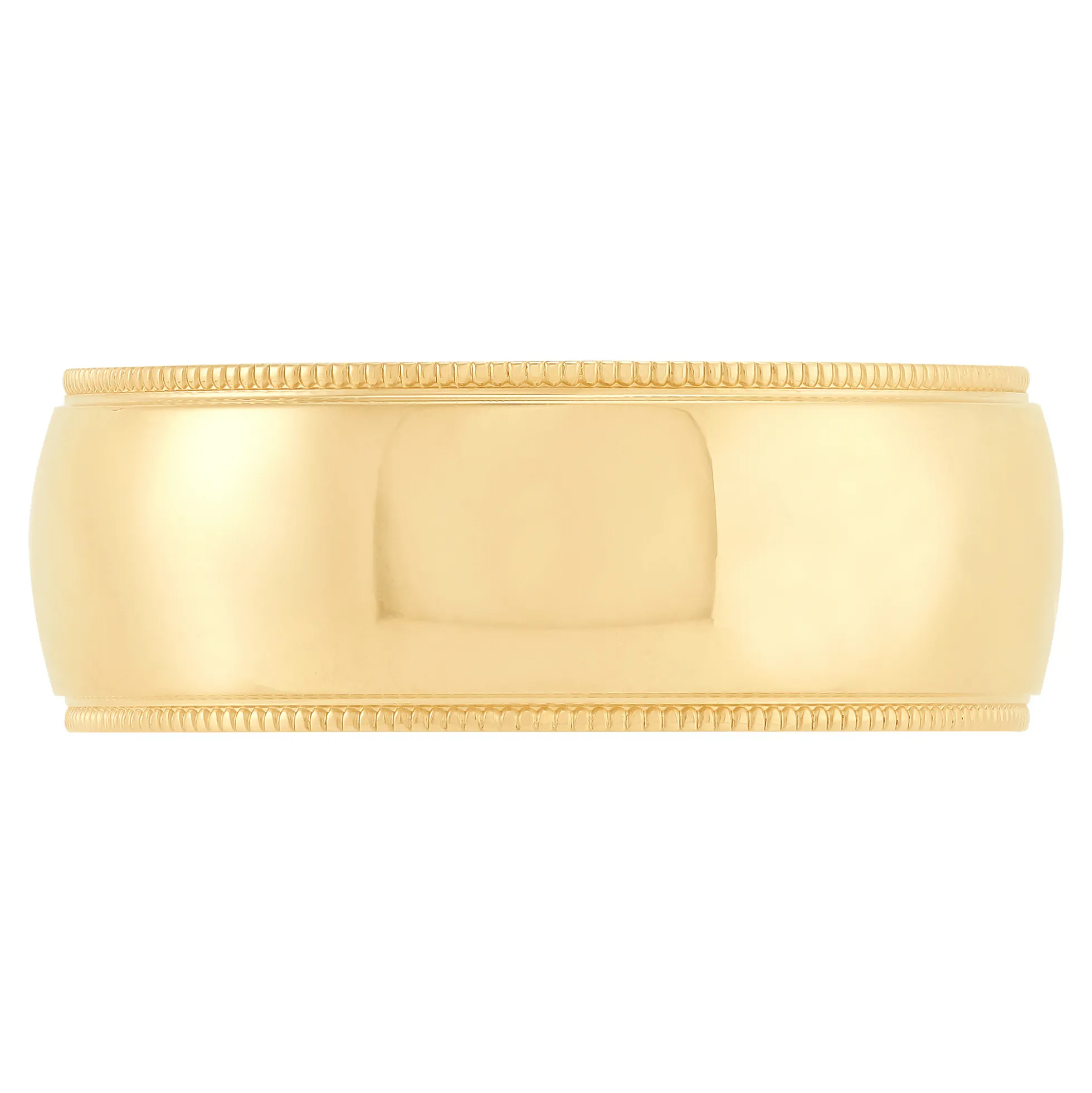 Yellow Gold Polished Milgrain Edge Comfort Fit 8mm Band 18K